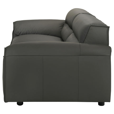 Delroy Top Grain Leather Upholstered Sofa Graphite