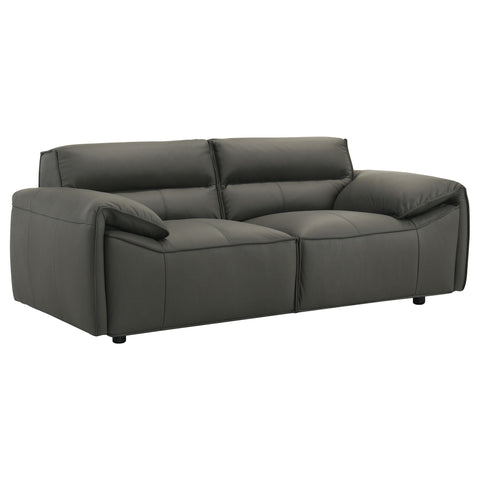 Delroy Top Grain Leather Upholstered Loveseat Graphite