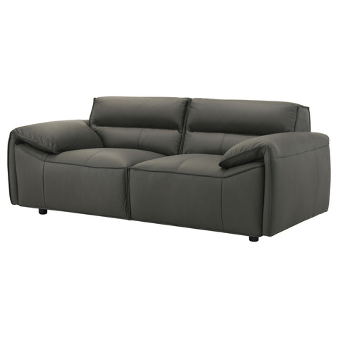 Delroy Top Grain Leather Upholstered Loveseat Graphite