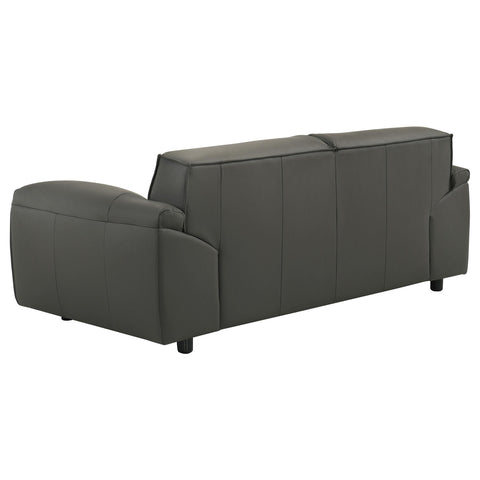 Delroy Top Grain Leather Upholstered Loveseat Graphite