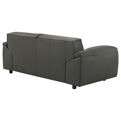 Delroy Top Grain Leather Upholstered Loveseat Graphite