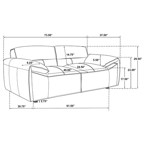 Delroy Top Grain Leather Upholstered Loveseat Graphite