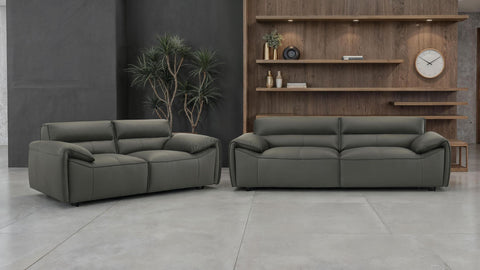 Delroy Top Grain Leather Upholstered Loveseat Graphite
