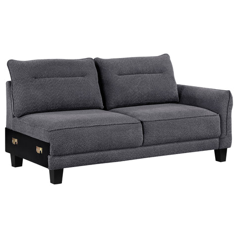 Anna Upholstered Curved Arm Chaise Sectional Sofa GreyGrey