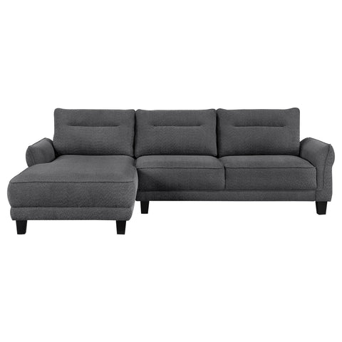 Anna Upholstered Curved Arm Chaise Sectional Sofa GreyGrey