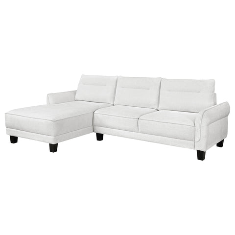 Anna Upholstered Curved Arm Chaise Sectional Sofa WhiteWhite