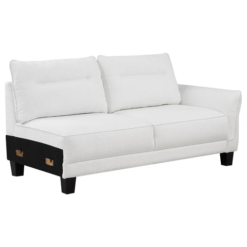 Anna Upholstered Curved Arm Chaise Sectional Sofa WhiteWhite