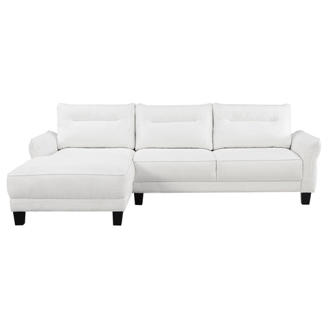 Anna Upholstered Curved Arm Chaise Sectional Sofa WhiteWhite