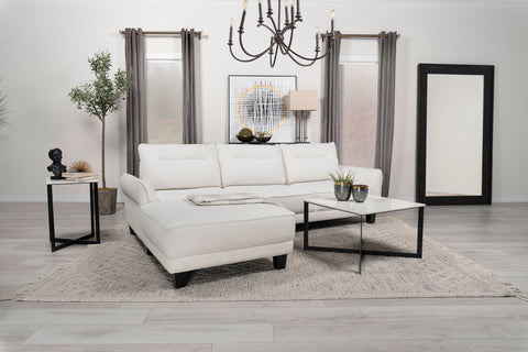 Anna Upholstered Curved Arm Chaise Sectional Sofa WhiteWhite