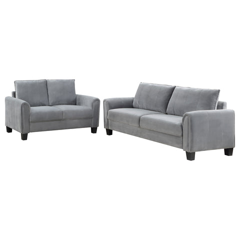 Deja 2-piece Upholstered Rolled Arm Sofa GreyGrey
