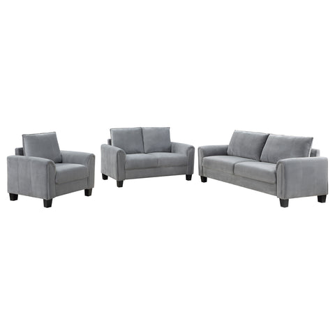 Deja 3-piece Upholstered Rolled Arm Sofa GreyGrey