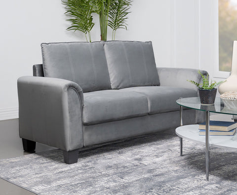 Deja Upholstered Rolled Arm Loveseat GreyGrey