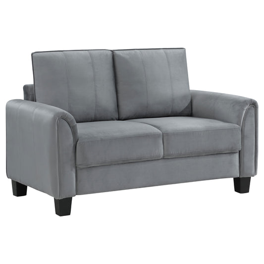 Deja Upholstered Rolled Arm Loveseat GreyGrey