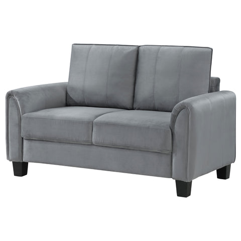 Deja Upholstered Rolled Arm Loveseat GreyGrey