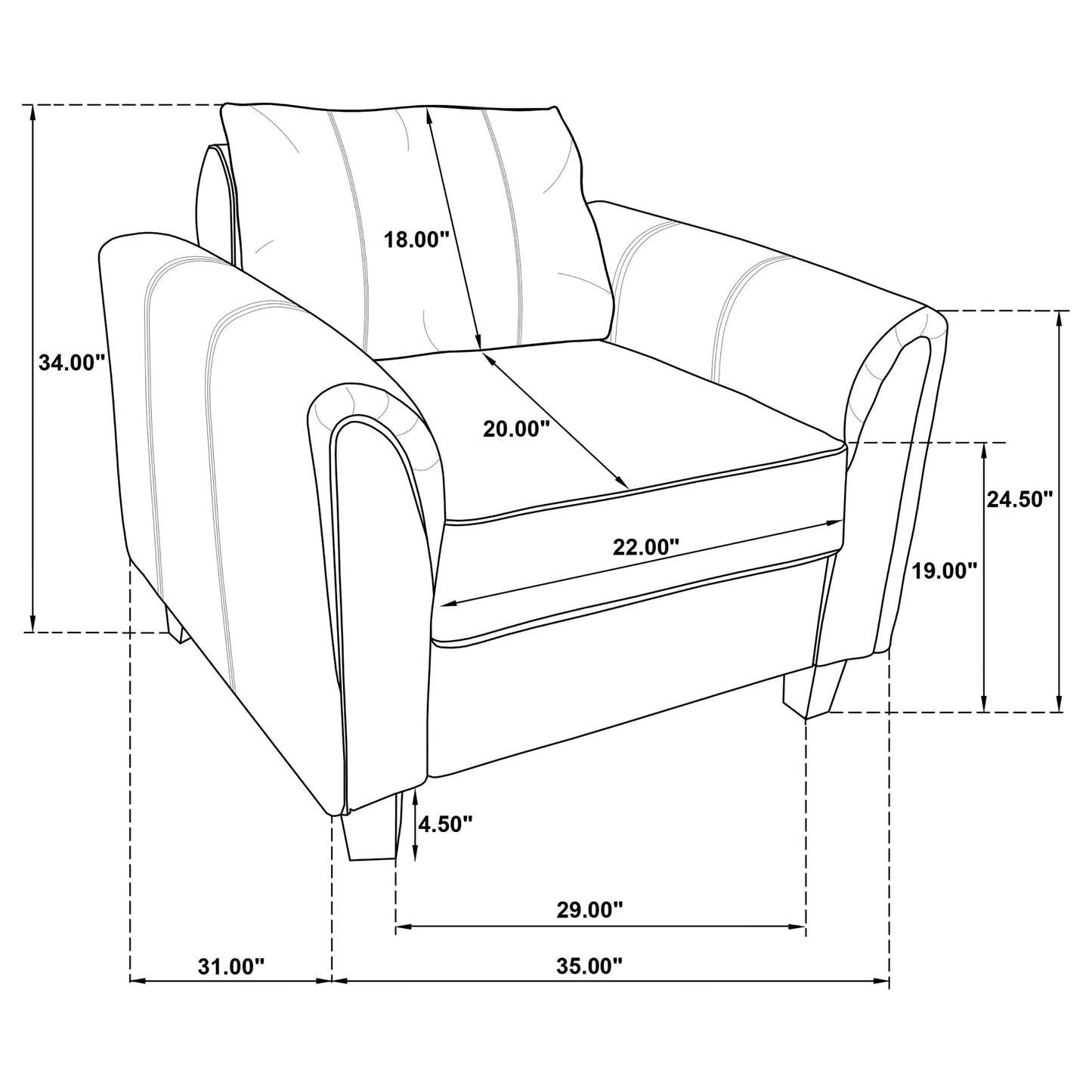 serenity upholstered rolled arm accent chair grey