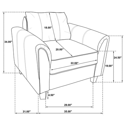 Serenity Upholstered Rolled Arm Accent Chair Grey