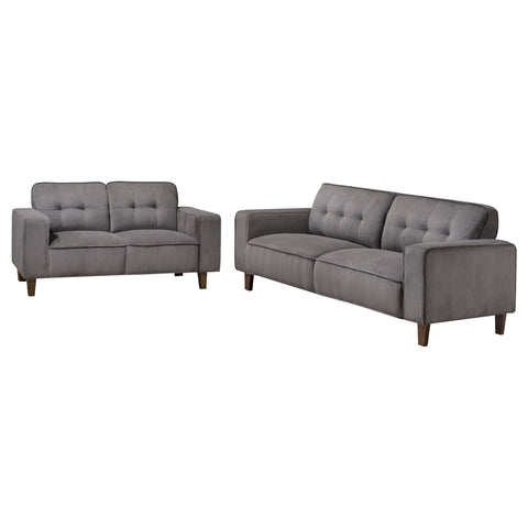 Leilani 2-piece Upholstered Track Arm Sofa Set CharcoalCharcoal