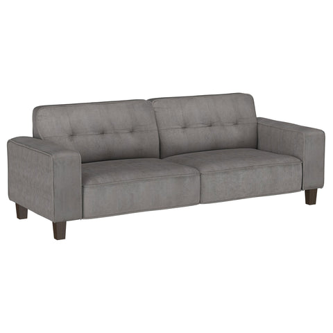 Leilani 2-piece Upholstered Track Arm Sofa Set CharcoalCharcoal