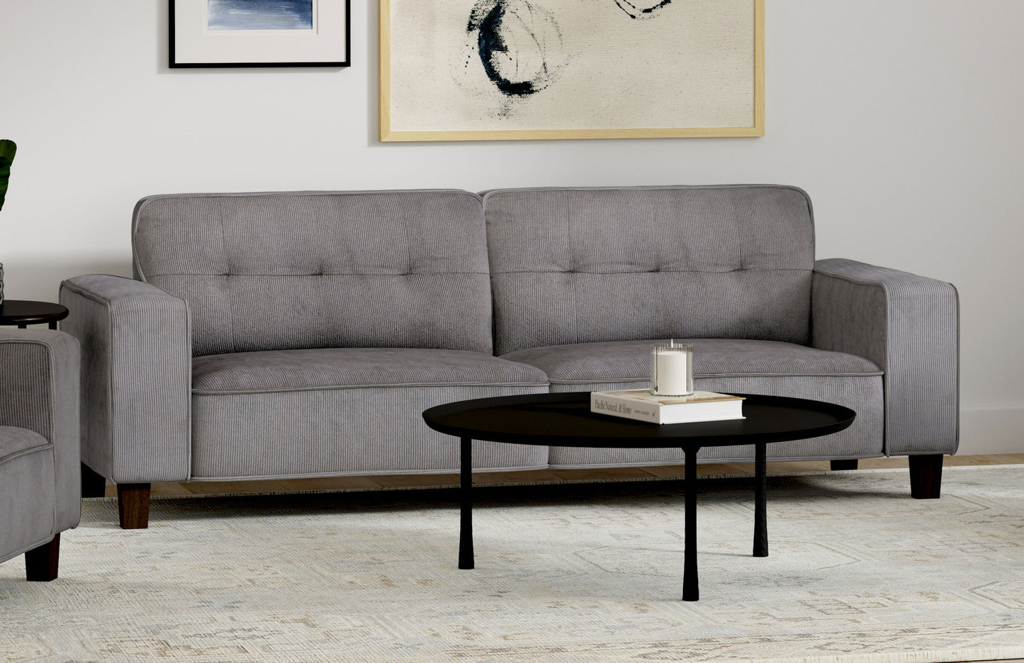 leilani upholstered track arm tufted sofa charcoalcharcoal
