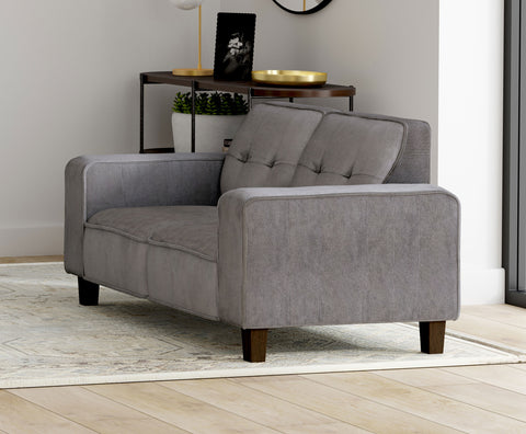 Leilani Upholstered Track Arm Tufted Loveseat CharcoalCharcoal