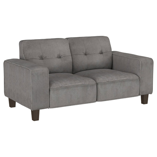 Leilani Upholstered Track Arm Tufted Loveseat CharcoalCharcoal