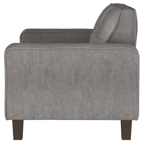 Leilani Upholstered Track Arm Tufted Loveseat CharcoalCharcoal