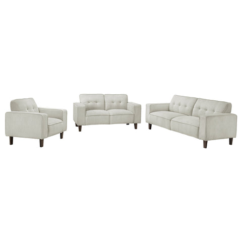 Leilani 3-piece Upholstered Track Arm Sofa Set GreigeGreige