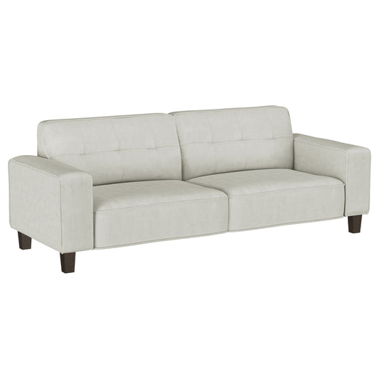 Leilani Upholstered Track Arm Tufted Sofa GreigeGreige