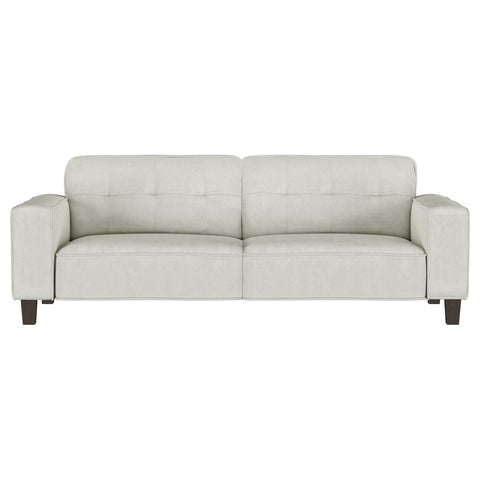 Leilani Upholstered Track Arm Tufted Sofa GreigeGreige