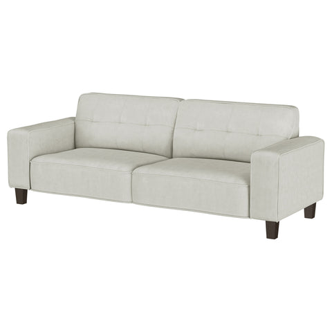 Leilani Upholstered Track Arm Tufted Sofa GreigeGreige