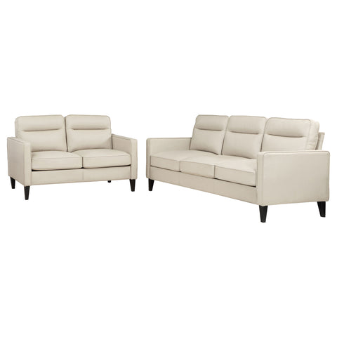 Rollo 2-piece Upholstered Track Arm Sofa Set IvoryIvory