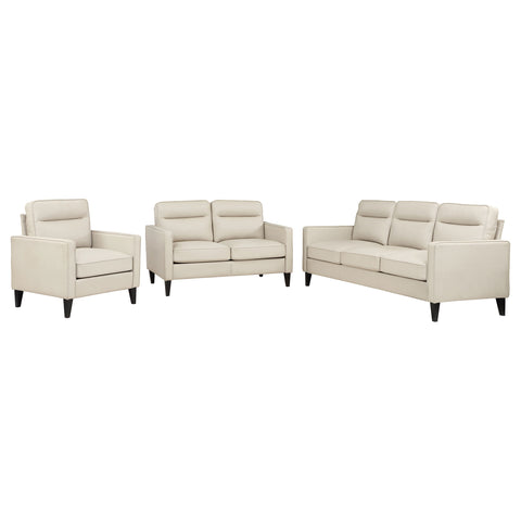Rollo 3-piece Upholstered Track Arm Sofa Set IvoryIvory