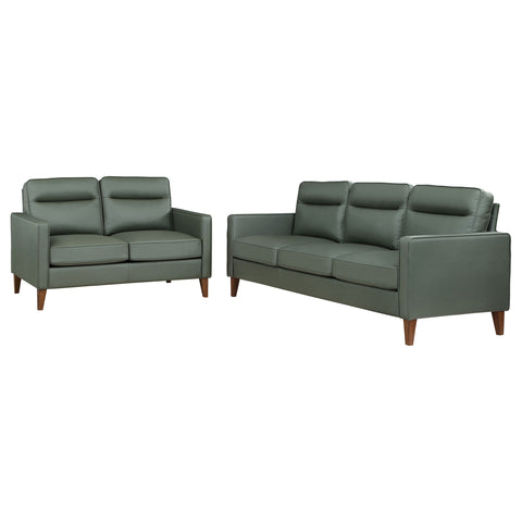 Rollo 2-piece Upholstered Track Arm Sofa Set GreenGreen