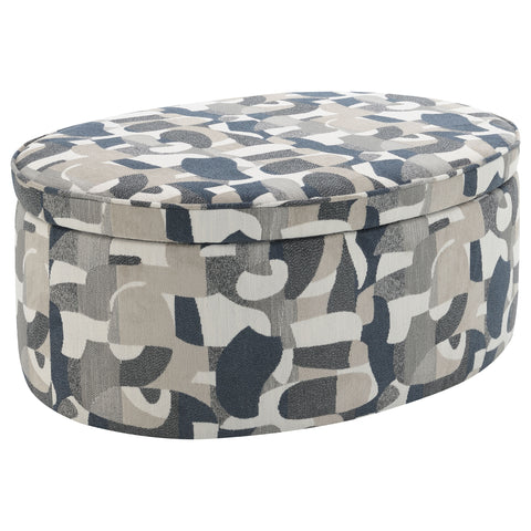Mccord Oval Upholstered Storage Ottoman Indigo BlueIndigo