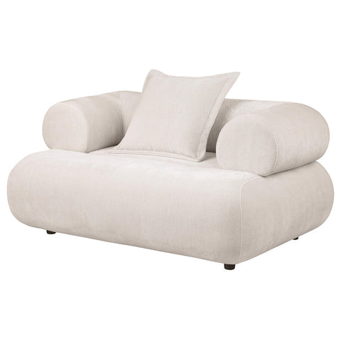 Casarin Chenille Accent Chair with Rounded Shelter Arms Ivory