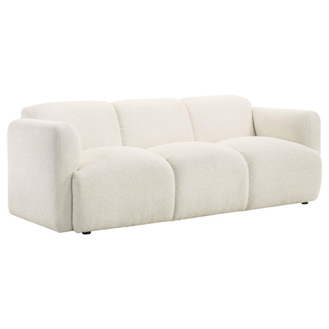 Amador 2-piece Upholstered Round Track Arm Sofa Set White