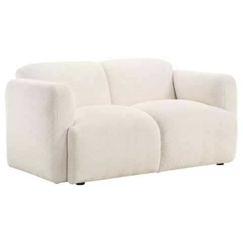 Amador 2-piece Upholstered Round Track Arm Sofa Set White