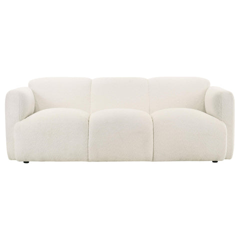 Amador Fabric Upholstered Round Track Arm Sofa White