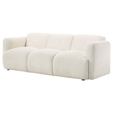 Amador Fabric Upholstered Round Track Arm Sofa White
