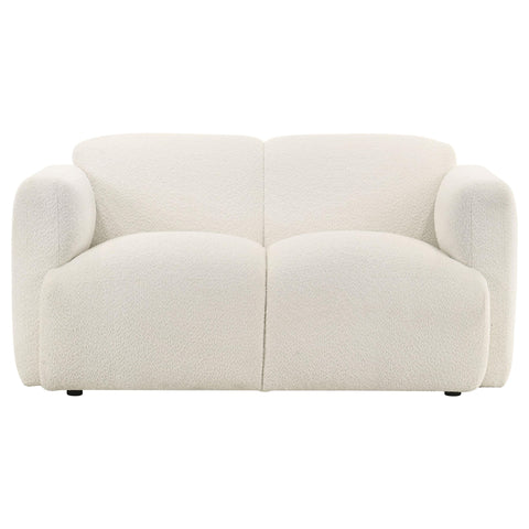 Amador Fabric Upholstered Round Track Arm Loveseat White