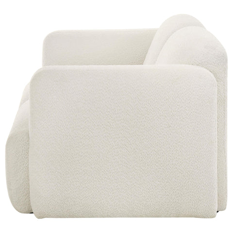 Amador Fabric Upholstered Round Track Arm Loveseat White