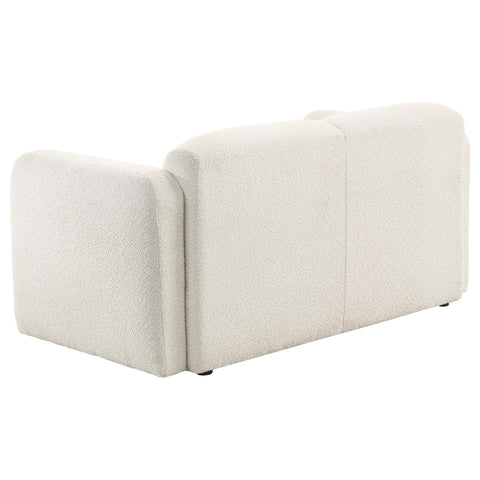 Amador Fabric Upholstered Round Track Arm Loveseat White