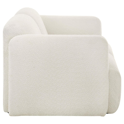 Amador Fabric Upholstered Round Track Arm Loveseat White