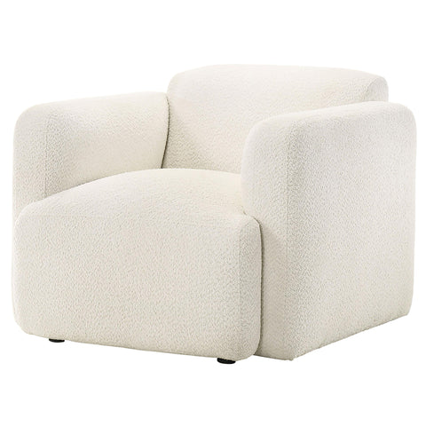 Amador Fabric Upholstered Round Track Arm Accent Chair White