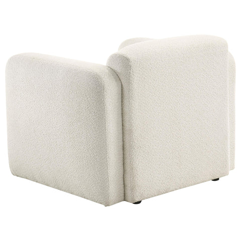 Amador Fabric Upholstered Round Track Arm Accent Chair White