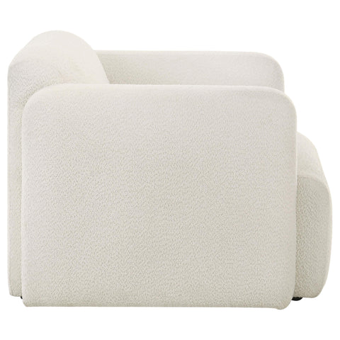 Amador Fabric Upholstered Round Track Arm Accent Chair White