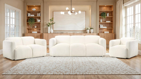 Amador Fabric Upholstered Round Track Arm Accent Chair White