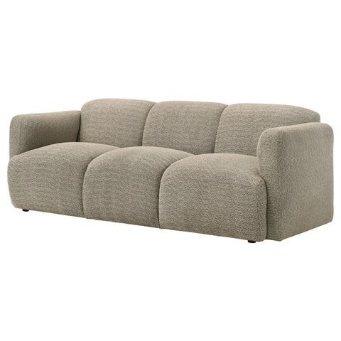 Amador Fabric Upholstered Round Track Arm Sofa Brown