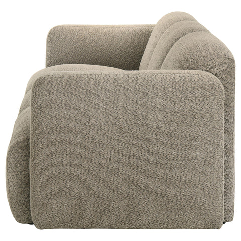 Amador Fabric Upholstered Round Track Arm Sofa Brown