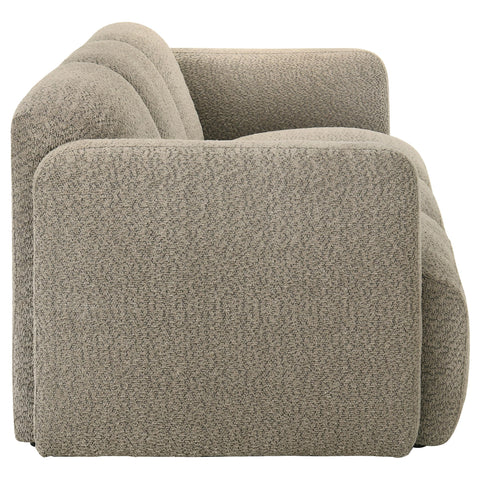 Amador Fabric Upholstered Round Track Arm Sofa Brown